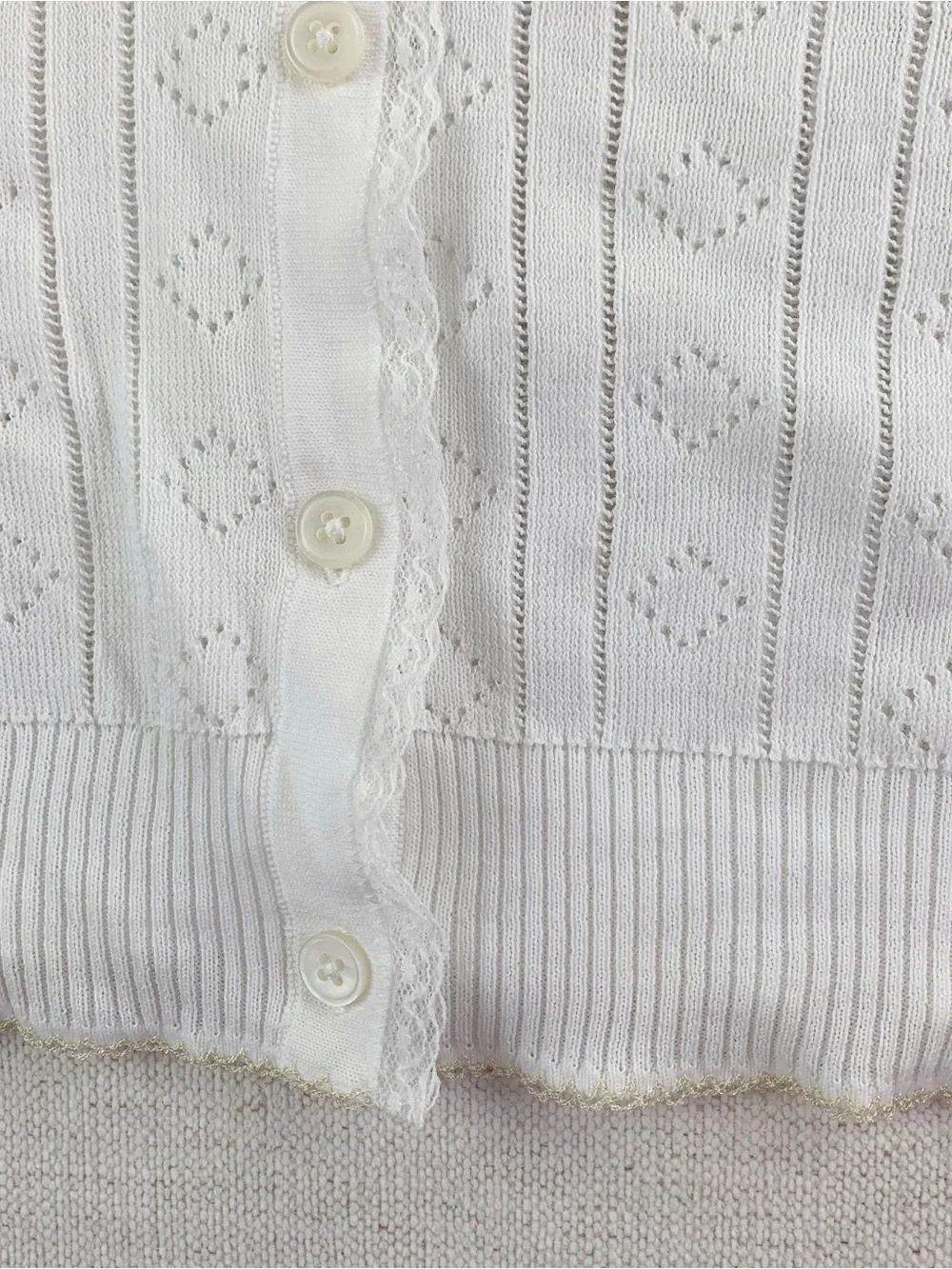 J Crew New Pointelle short-sleeve V-neck cardigan in premium ultra-fine cotton
